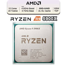 AMD Ryzen 9 5900X R9 5900X 3,7 ГГц двенадцать-Core 24-нить Процессор процессор 7NM L3 = 64M 100-000000061 гнездо AM4 новый, но без вентилятора 2024 - купить недорого