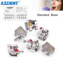 AZDENT-soportes dentales de Metal para ortodoncia, 10 paquetes/200 piezas, Roth/MBT/Edgewise Slot.022/018 ganchos 3/3-4-5, Base de malla 2024 - compra barato