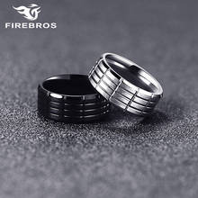 FIREBROS 2022 New Trendy 8mm 8-12# Silver Black Color Titanium Stainless Steel Ring Men Women Jewelry Accessories Dropshipping 2024 - buy cheap