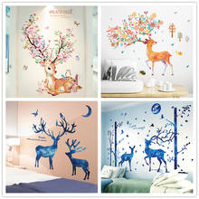 SHIJUEHEZI-pegatinas de pared de ciervos para habitaciones de niños, adhesivos de animales, accesorios de decoración para el hogar, dormitorio infantil 2024 - compra barato