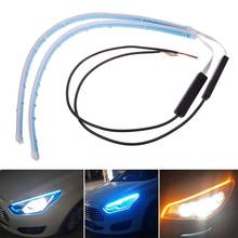 New 2pcs Ultrafine Cars DRL LED Daytime Running Lights White Turn Signal Yellow Guide Strip for Headlight Assembly Drop Shipping 2024 - buy cheap