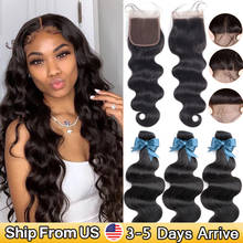 BEAUDIVA Brazilian Hair Body Wave 3 Bundles With Closure Human Hair Bundles With Closure Lace Closure Remy Human Hair Extension 2024 - buy cheap
