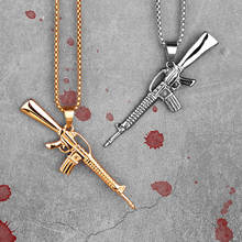 Gold Machine Gun M16 Mens Long Necklaces Pendants Chain Hip Hop for Boy Male Stainless Steel Jewelry Creativity Gift Wholesale 2024 - buy cheap