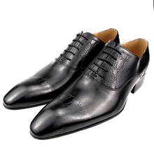 Мужские деловые туфли из натуральной кожи, повседневные оксфорды, заостренный носок, для свадьбы, вечеринки, офиса, деловой стиль 2024 - купить недорого