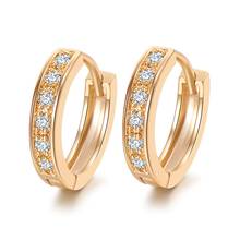 Luxury Micro Pave Zircon Hoop Earrings for Women Round Circle Ear Buckle Earrings Crystal Small Earring Not Fade copper Jewelry 2024 - buy cheap