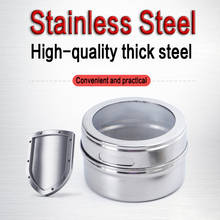 Magnetic Spice Jar Sealed Barbecue Storage Box Powder Box Stainless Steel Wall-mounted Seasoning Tank Set with Stickers Hot Sale 2024 - buy cheap