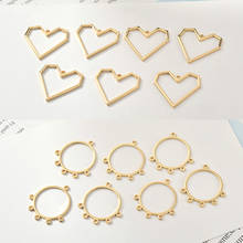 Pendientes colgantes redondos de corazones geométricos simples, accesorios de joyería para oreja hechos a mano, chapados en cobre, oro de 18k 2024 - compra barato