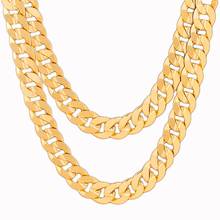 Solid Cuban Womens Mens Necklace Chain Yellow Gold Filled  24" 2024 - buy cheap