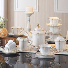 Conjunto de café osso de pérola e ouro, porcelana britânica, conjunto de chá de luxo, pote de cerâmica, creme, açucareiro, bule, xícara de café 2024 - compre barato