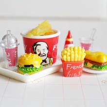 Mini hambúrguer, batata frita em miniatura para casa de bonecas, acessório de cozinha, brinquedo em miniatura para bjd 2024 - compre barato
