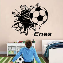 Calcomanía de vinilo con logotipo de fútbol con nombre personalizable, decoración del hogar para habitación de niño y adolescente, papel tapiz artístico mural DZ36 2024 - compra barato