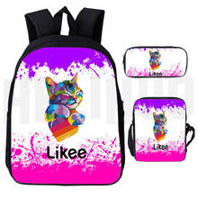 Likee conjunto de "likee 1 (como vídeo)", aplicativo de impressão 3d, mochila de zíper de 3 lugares, estojo para livros, mochilas escolares, tipo rússia 2024 - compre barato