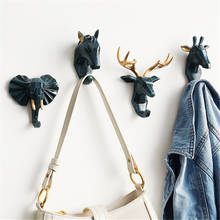 Nordic Animals Head Sticker Hook Wall Decoration Coat Bag Hanger For Door Resin Sculpture Modern Art Hooks Key Holder Wall Decor 2024 - buy cheap
