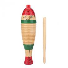Guiro de madeira colorido em forma de peixe, instrumento de percussão de mão para crianças 2024 - compre barato