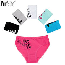 FUNCILAC Plus Size Woman Underwear Lace Sexy Underpants Girls Print Cotton Briefs For Women Mid-Rise Intimates Panties 6 Pcs/Lot 2024 - buy cheap