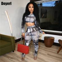 Print 2 Peice Set Women Matching Sets Fall Crop Top and Pants Co Ord Set Women Tracksuit Club Sexy Two Piece Outfits for Women 2024 - buy cheap