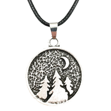 Colar pingente redondo lua e árvore, corrente de joias corda para acampamento 2024 - compre barato