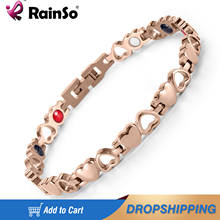 Rainso Women's Elegant Rose Gold Titanium Steel Heart Magnetic Bio Bracelet 4 Elements Therapy Bracelet OSB-082RGFIR 2024 - buy cheap