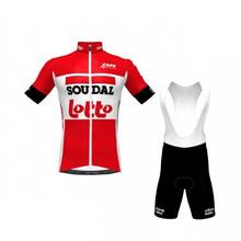 Conjunto de ciclismo equipe team lotto soudal, camiseta vermelha respirável para bicicleta mtb, manga curta 9d, 2021 2024 - compre barato