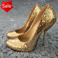 Women Stiletto Thin Iron High Heel Pumps Sexy Round Toe Gold Glitter Fashion Wedding Party Bridal Ball Lady Shoes 3845-b 2024 - buy cheap