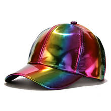 Moda de luxo hip-hop chapéu arco-íris bonés cores brilhantes bonés de chapéu para homem couro do plutônio chapéu de beisebol para acessórios de vestuário feminino 2024 - compre barato