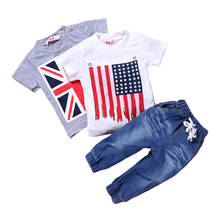 Children Clothing 3 PCS Sets Summer Kids Boys Clothes Outfit  2 PCS Cotton Short Sleeve Tops And Jeans Children Costume 2-7 Year 2024 - buy cheap