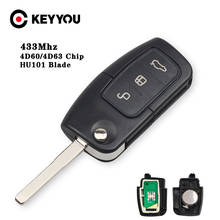 KEYYOU Car Remote Key For Ford Fusion Focus Mondeo Fiesta Galaxy Uncut HU101 Blade Vehicle Flip Key DIY 433MHz 4D63/4D60 Chip 2024 - buy cheap