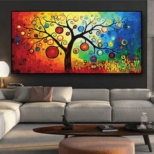 Árbol de la vida del dinero, pintura al óleo abstracta sobre lienzo, carteles escandinavos e impresiones, Cuadros, arte de pared, imagen para sala de estar 2024 - compra barato