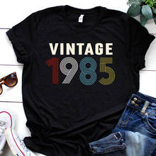 Vintage 1985 T-shirt Women Summer Fashion Girls Tshirts 37th Birthday Ladies Tee Shirts Short Sleeves Tops Drop Shipping 2024 - buy cheap