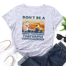 Camiseta de algodão de manga curta feminina, camiseta para mulheres estilo hippo twatamus twatwaffle 2024 - compre barato