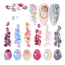 GZH-set de 60 unids/paquete de gemas de diamante de imitación 3D, ovaladas, redondas, Ojo de Gato, joya de cimofán, perlas Arylic para decoración de uñas 2024 - compra barato