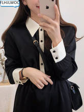 2022 Spring Winter Basic Dress Long Women Korean Style Design Temperament Lady A Line Cute Sweet Girls Button Shirt Dress 6112 2024 - buy cheap