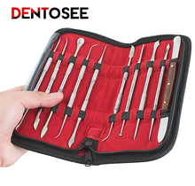 Conjunto de ferramentas de escultura de cera, conjunto prático de aço inoxidável versátil de cera para dentes, kit de instrumentos odontológicos com suporte de pu, com 10 peças 2024 - compre barato