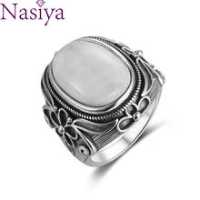 Natural Moonstone Ring Lady Silver Color Jewelry Retro Party Ring 11x17MM Large Ellipse Gem Gift Wholesale 2024 - buy cheap