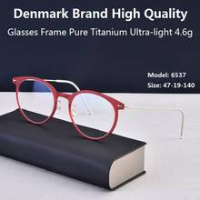 Denmark Brand Titanium Acetate Glasses Frame Ultralight Retro Round Men Eyeglasses Women Optical Myopia Reading Eyewear 6537 2024 - buy cheap