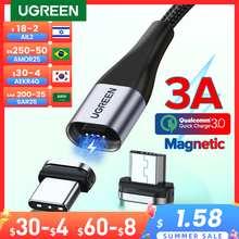 UGREEN Magnetic Charge Cable Fast Charging USB Type C Cable Magnet Micro USB Data Charging Wire Mobile Phone Cable USB Cord 2024 - купить недорого