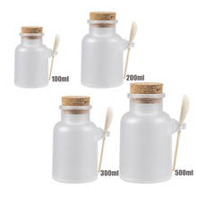 10pcs Empty Bottle Refill Plastic Bath Salt Container Matte Cork Stoppers Clear Cosmetic Makeup Mask Jar Wooden Spoon 100g 200g 2024 - buy cheap