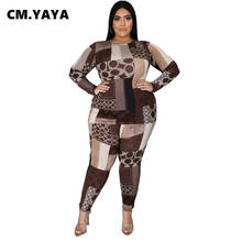 Yaya-conjunto com moletom feminino plus size, calça de treino, 2 peças, conjunto com estampa esportiva 2024 - compre barato