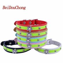 Wholesale Chihuahua Dog Collar Diamante Flower Accessory Pu Leather Pet Puppy Dog Neck Strap Small Pet Products 2024 - buy cheap