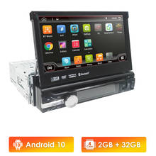 Reproductor multimedia con pantalla táctil Digital para coche, autorradio Universal con Android 10, 1080p, 1 Din, retráctil, DVD, 2GB + 32GB, USB, RDS 2024 - compra barato