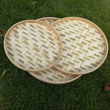 Handmade Round Bamboo Weaving Sieve Snack Food Bread Picnic Vegetable Seed Tea Dishes Basket Storage Organizer 2024 - buy cheap