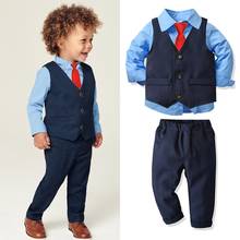 New Gentleman Baby Boy Clothing 4 PCS Set Butterfly Bow-Tie Waistcoat shirt Pants Christmas Party Suit Kids Sets 2024 - buy cheap