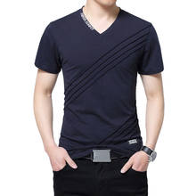 BROWON Summer Fashion T-shirt Men Short Sleeve V-neck Cotton Regular Fit Plus Size Men Casual T-shirt 5XL 2024 - buy cheap