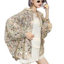 2022 New Spring Bling Sequined Jackets Female Long Sleeve Sequins Stitch Loose Sunscreen coat Women Coat Fashion Shiny Bar XC193 2024 - buy cheap