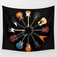 Guitar Circle Tapestry Black Wall Hanging Room Bedspread Beach Mat Tapestries Psychedelic Home Decoration Accessories 2024 - buy cheap