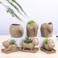 New Stoneware Plant Potted Ceramic Succulent with Chassis Flower Pot Cute Cartoon Animal Desktop Decoration Succulent Pot 2024 - buy cheap