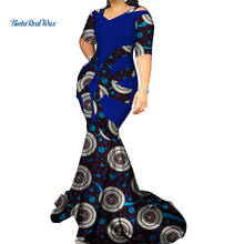 Vintage Patchwork Long Mermaid Dress Bazin Riche African Print Dresses for Women Party Vestidos African Style Clothing WY3338 2024 - buy cheap