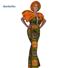 Vestidos femininos africanos com lenço de cabeça, vestido longo para mulheres, vestido de festa, vestido de sereia, vestido bazin africano, roupas femininas wy7420 2024 - compre barato