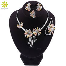 New African Jewelry Sets Silver Color Trendy Necklace Earrings Bracelet Ring Women Jewelry Set Wedding Accessories 2024 - buy cheap