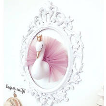 3d coroa de ouro cisne bonito parede arte pendurado menina cisne boneca brinquedo de pelúcia cabeça animal decoração da parede para o quarto dos miúdos aniversário presente casamento 2024 - compre barato